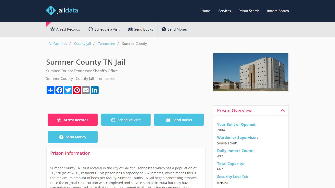 Sumner County TN Jail Inmate Search and Prisoner Info - Gallatin, TN